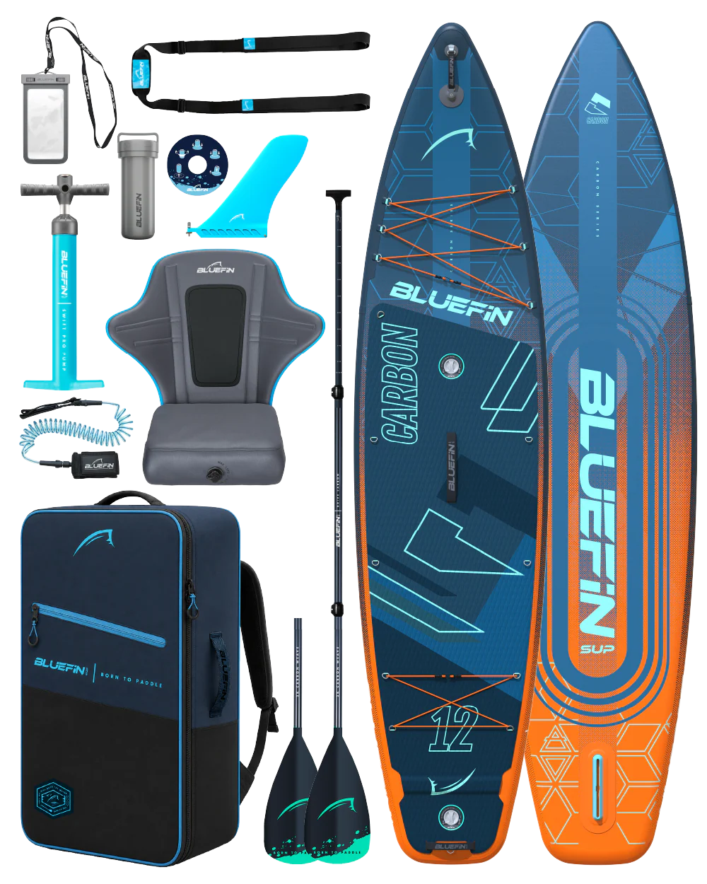 Orange Carbon 12' Premium Inflatable SUP Paddleboard