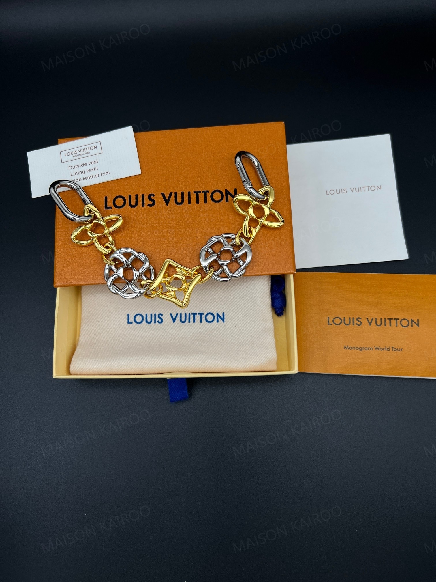 Louis Vuitton LV Two-Tone Flower Cutout Chain Bag Charm - KAIROO