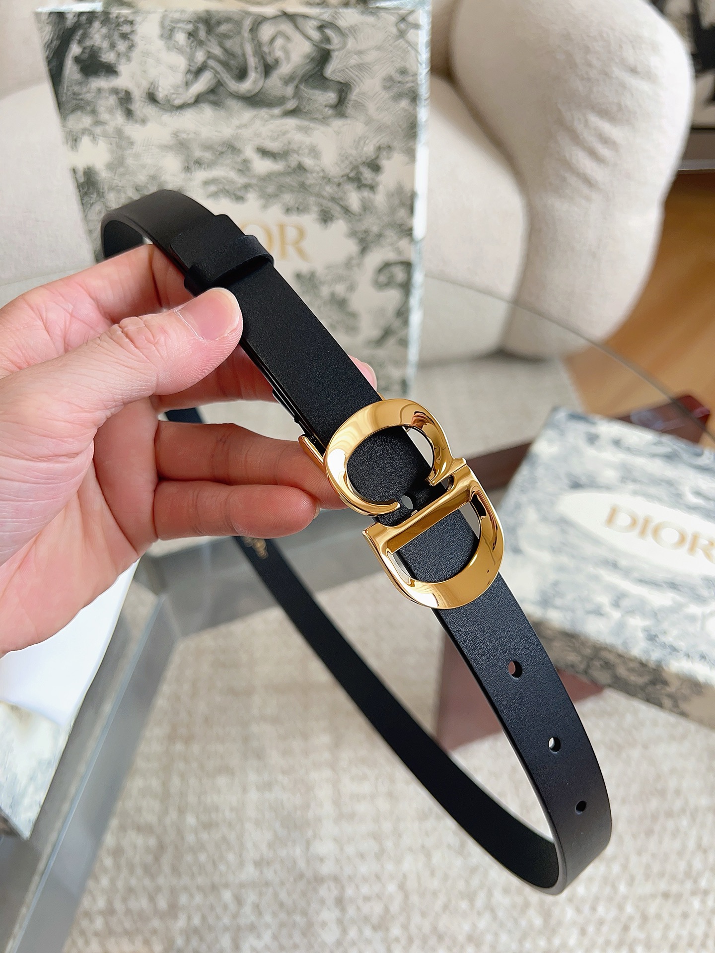 Dior CD Buckle Leather Belt 2cm