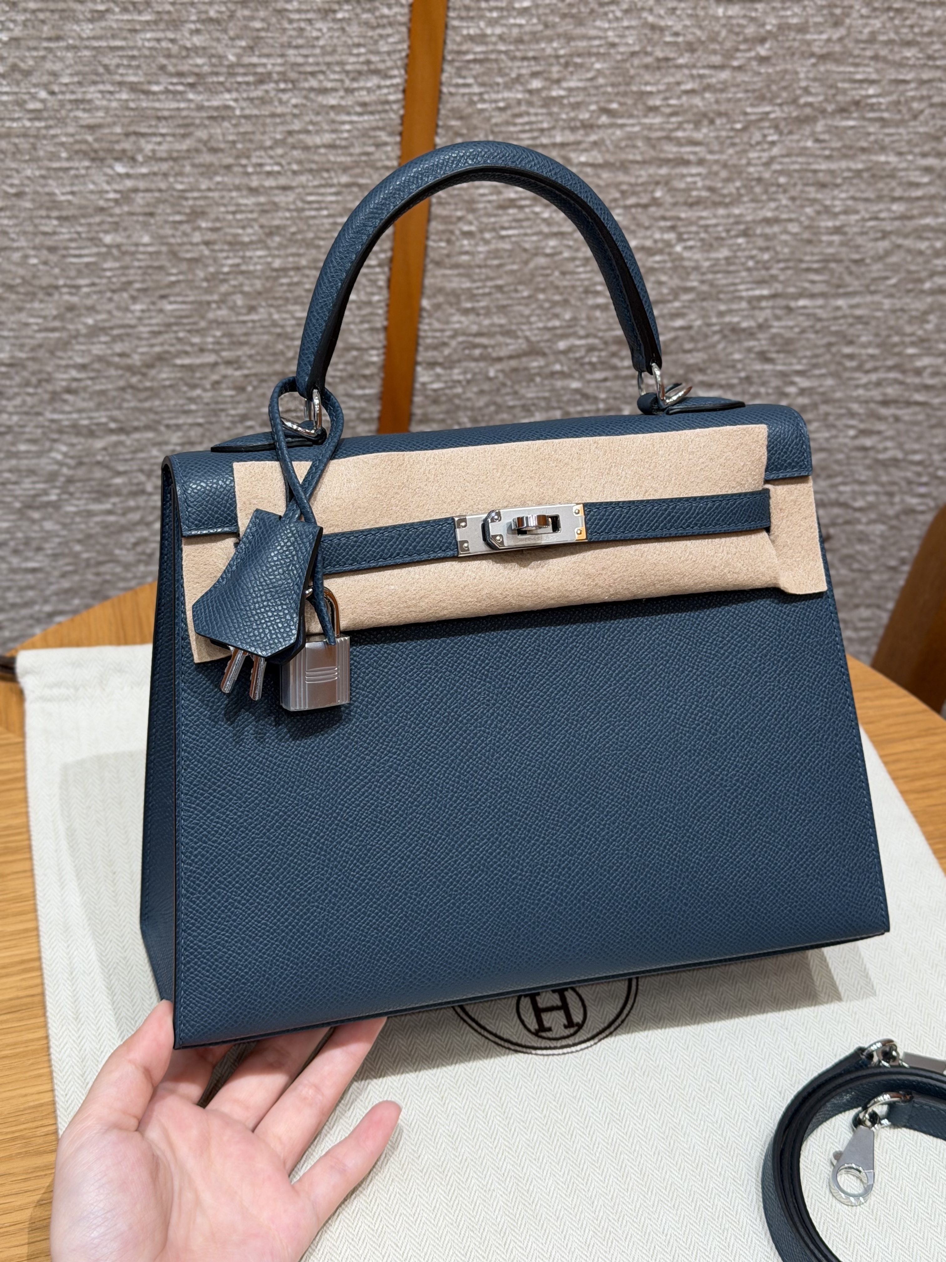 Hermes Blue presse Epsom Kelly 25