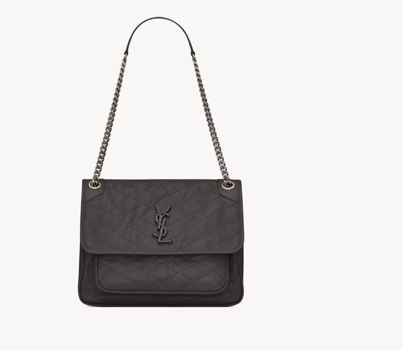 Saint Laurent Dark Grey Vintage Leather Medium Niki Bag