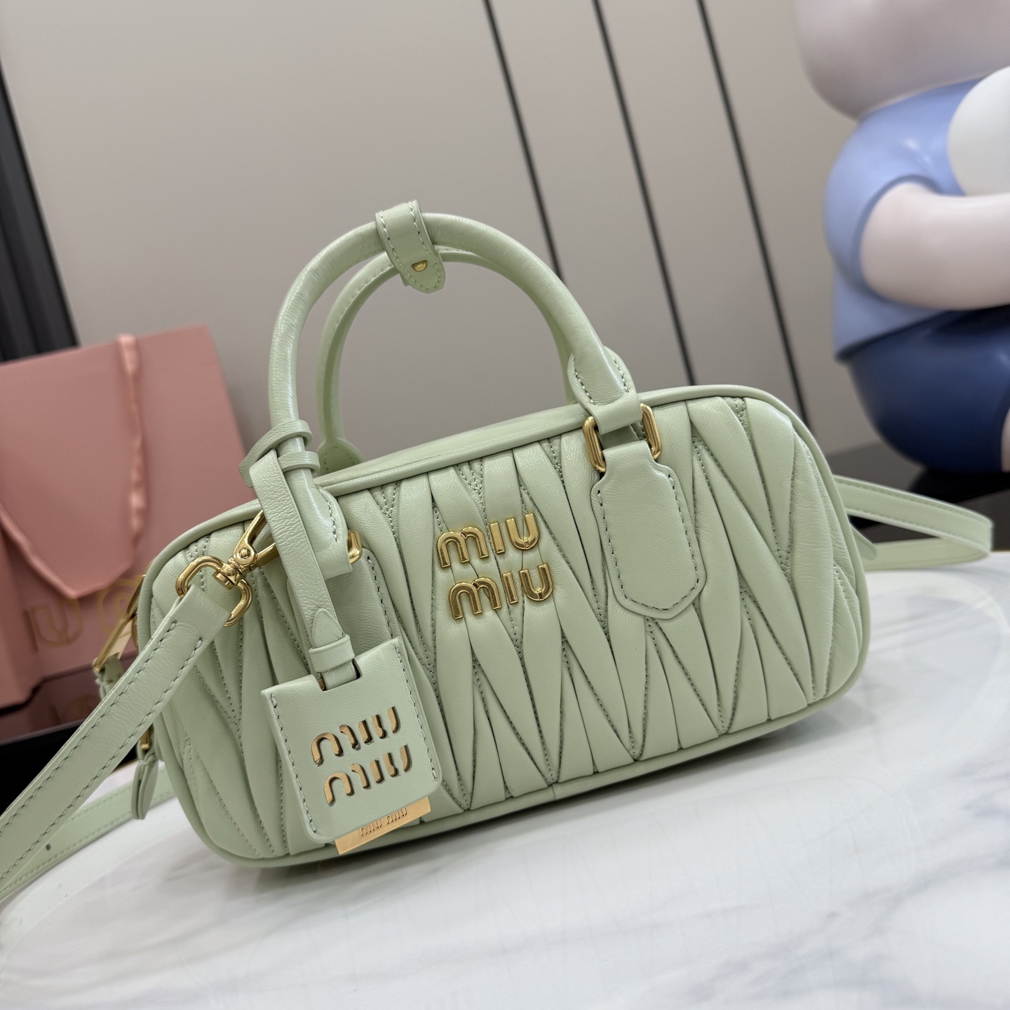 Miu miu Medium Arcadie Aqua matelassé nappa leather bag 5BB142