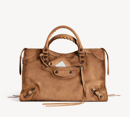𝐁alenciaga Le City Bag Medium in Camel Suede