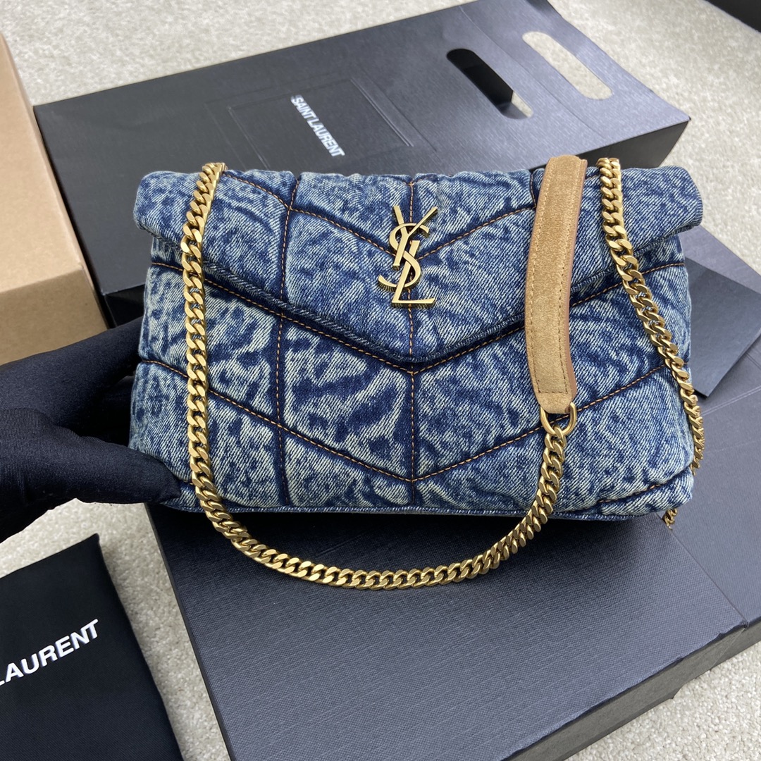 Saint Laurent Denim Toy Puffer Bag