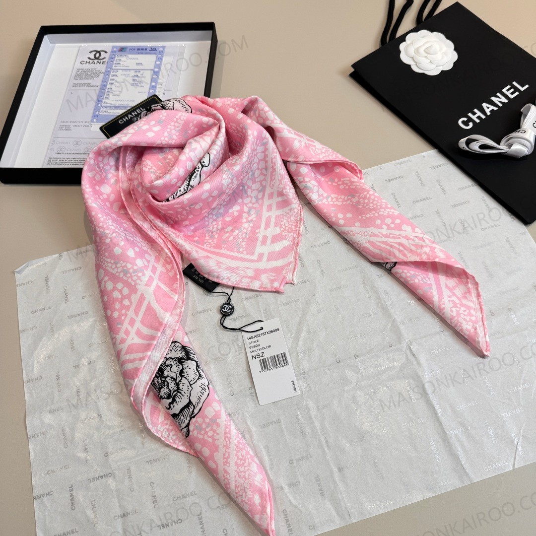 Chanel Camellia Sketch 90 Square Scarf - KAIROO