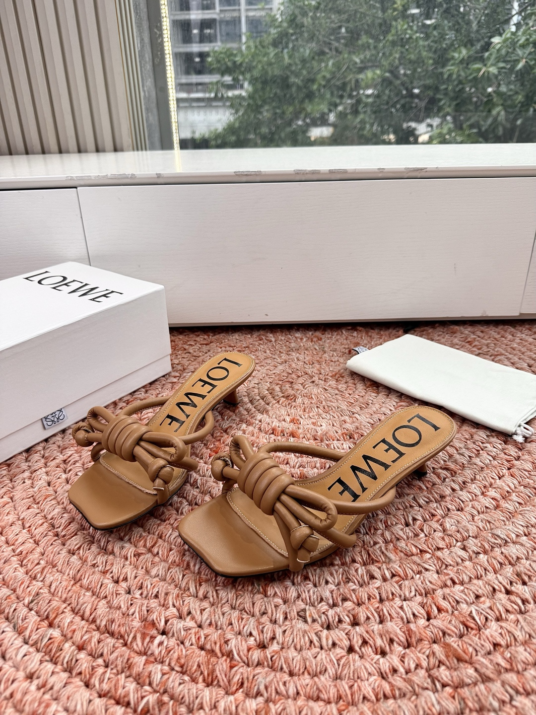 Loewe Flamenco Knot Heeled Mule in Nappa leather