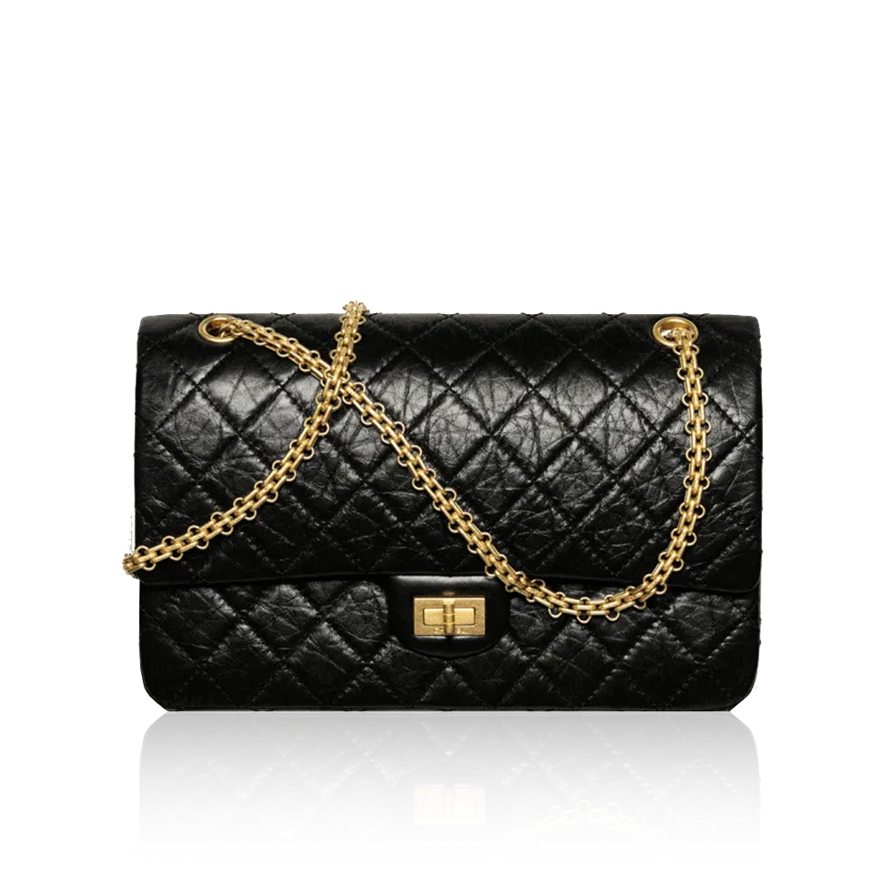 Chanel Bags 2.55 Black Aged Calfskin Handbag