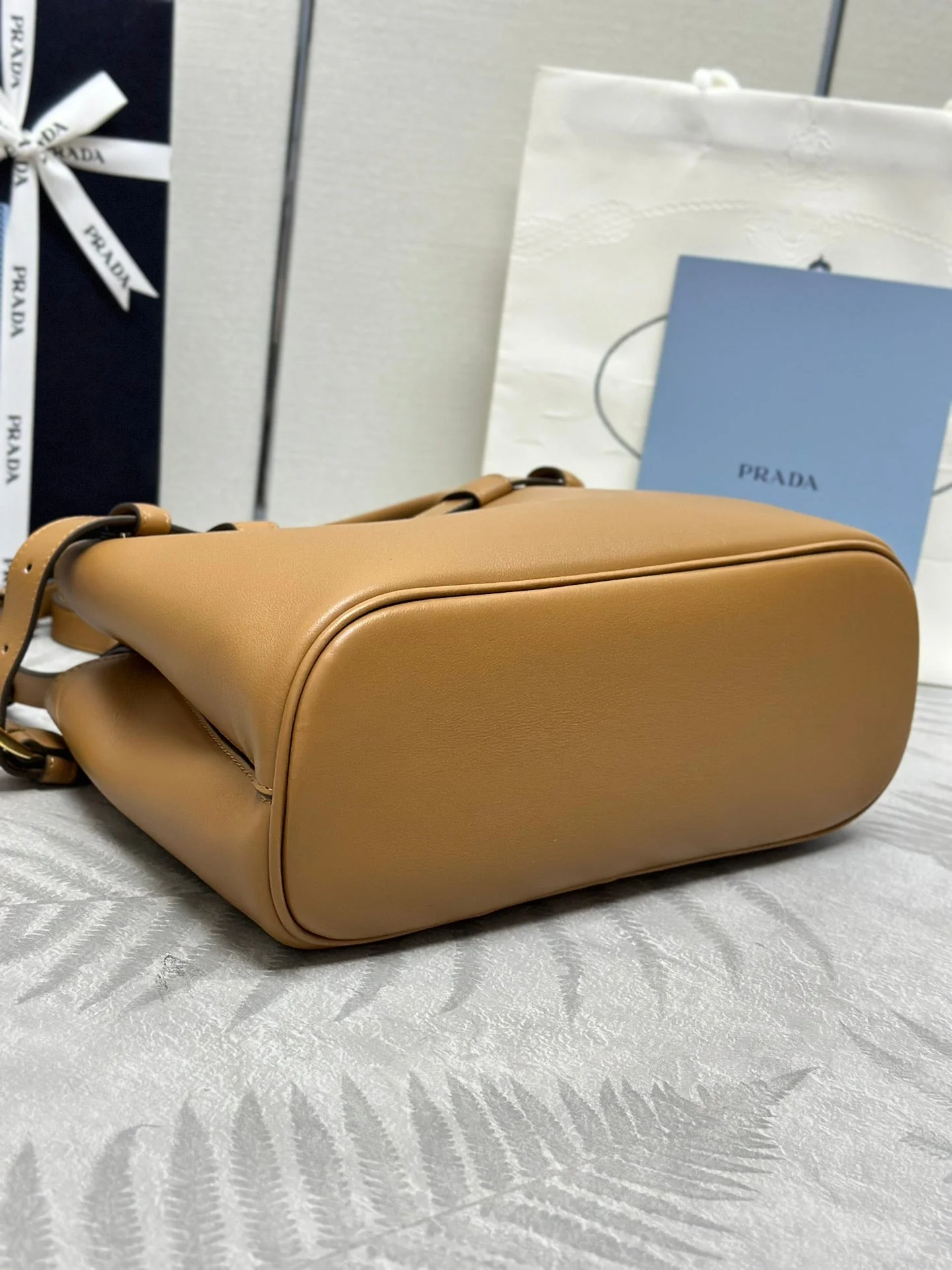 Prada Buckle Tote Bag 28cm Brown Cowhide