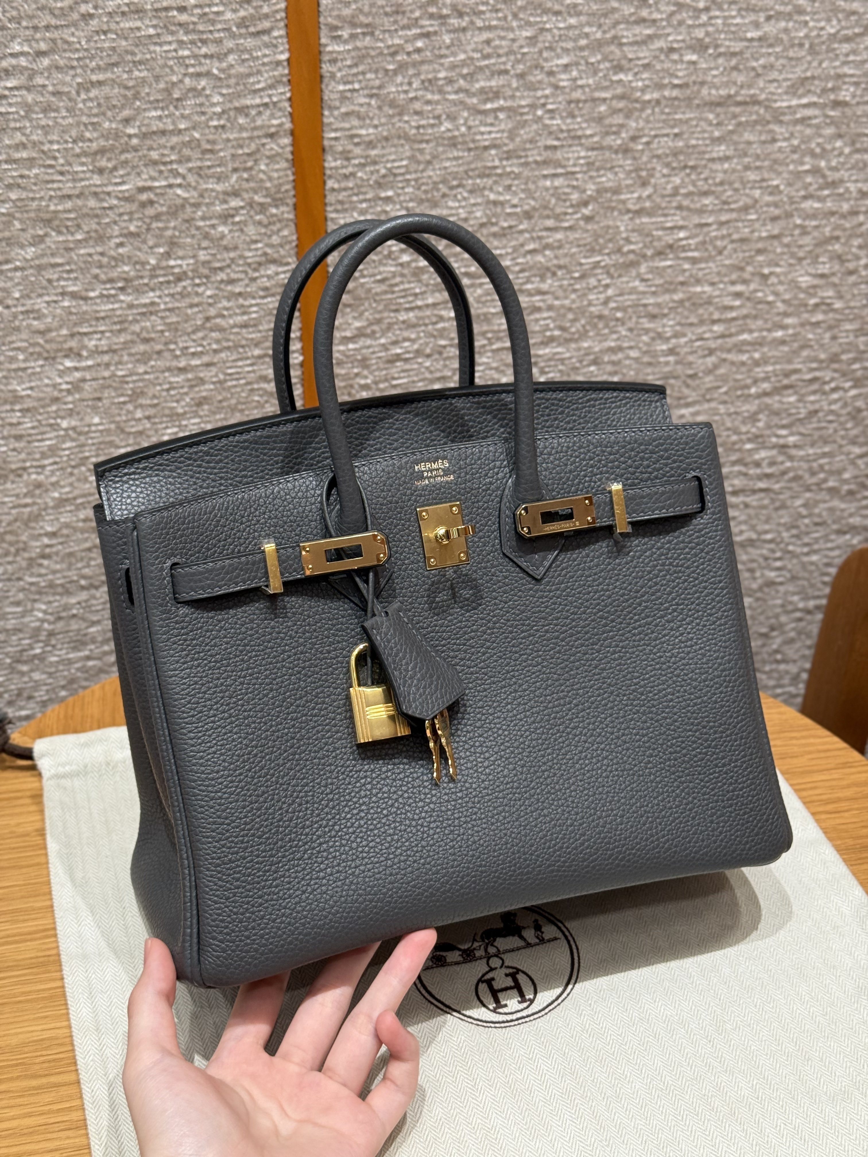 Hermes Graphite Togo Birkin 25 Bag