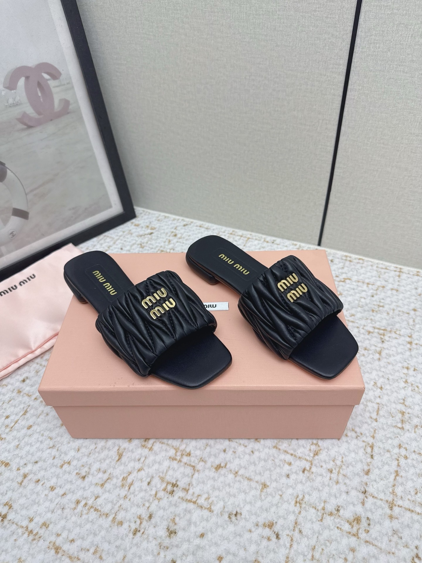 Miu Miu Matelassé Nappa Flat Mule