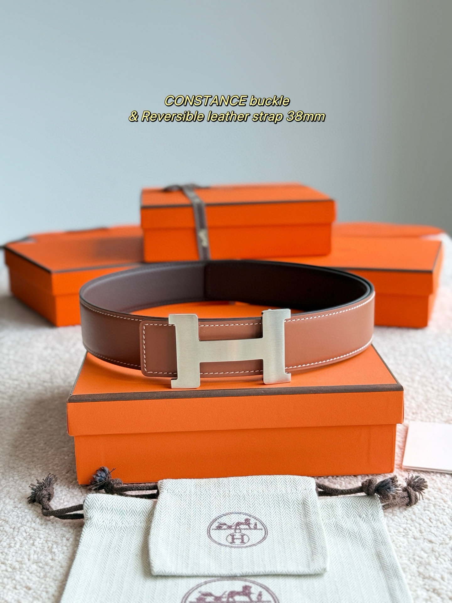 Hermes Constance H Reversible Leather Belt 3.8cm