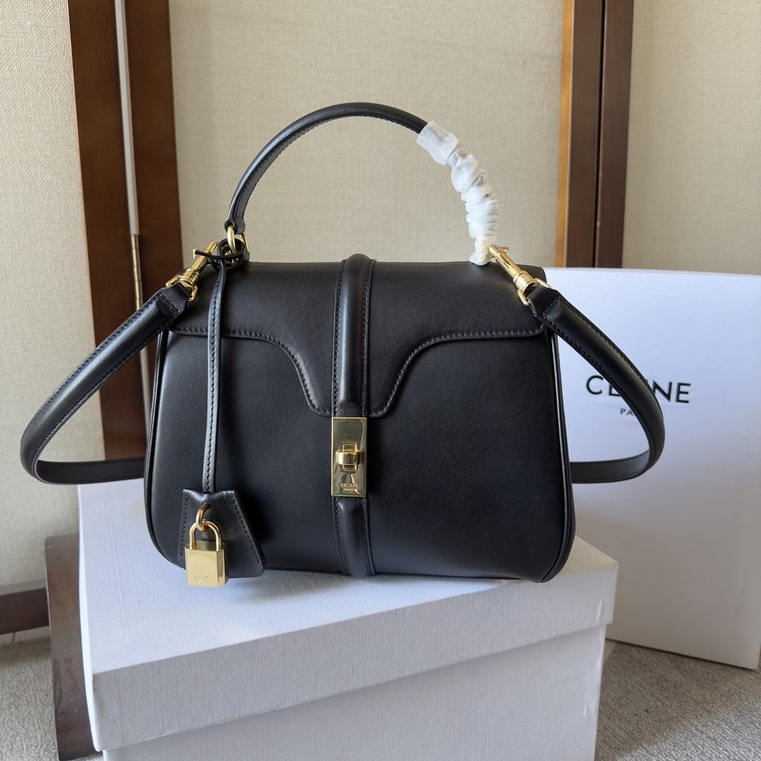 Celine 16 Small Bag  in Black Calfskin