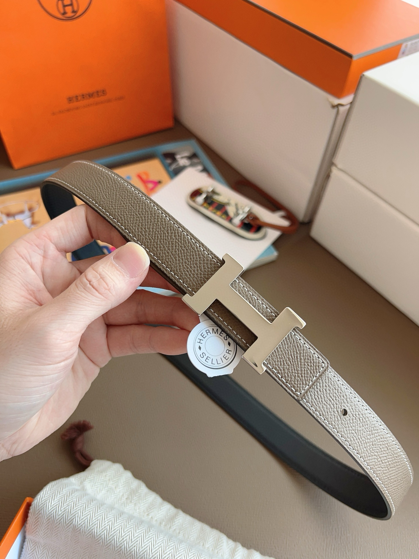 Hermes Mini Constance Reversible Leather Belt 24mm