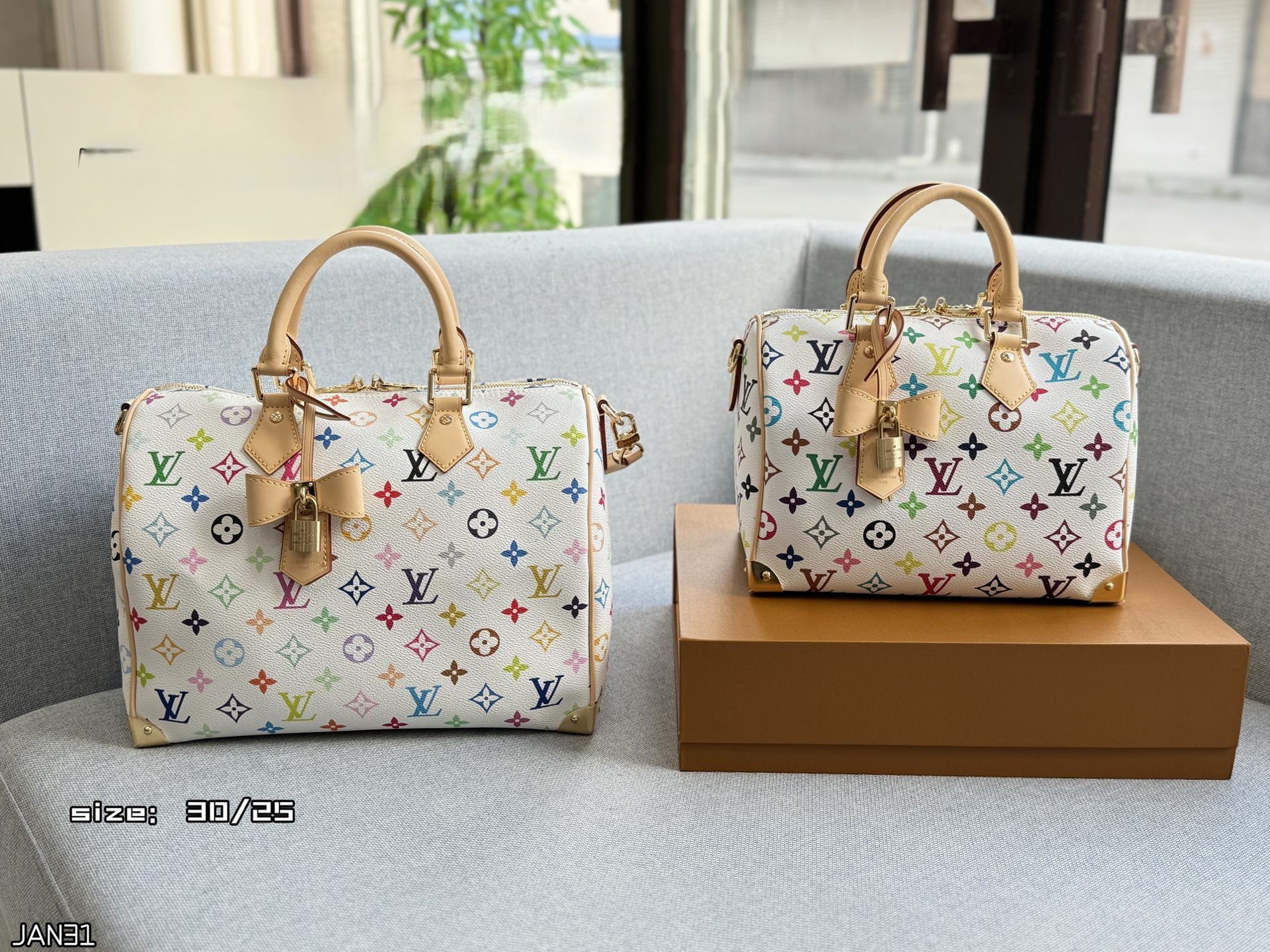 Louis Vuitton × Takashi Murakami LV Speedy 16/20/25/30 Multicolor White Bandoulière Barrel Top Handle Bag - KAIROO