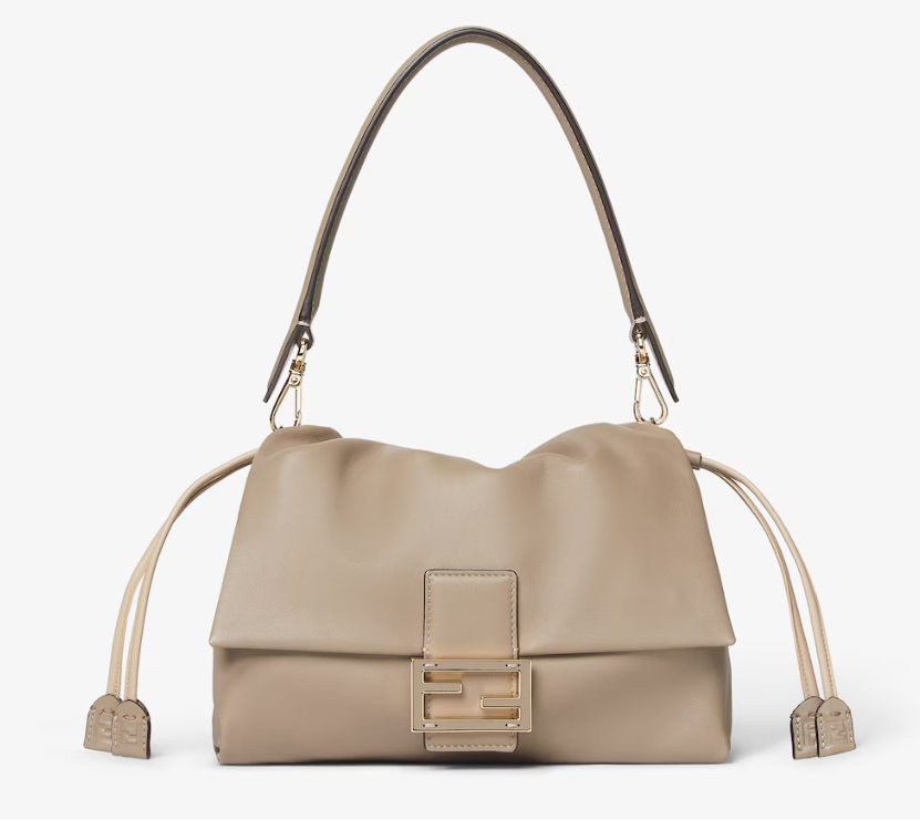 Fendi Medium Baguette Soft Bag in Nappa leather- Light grey