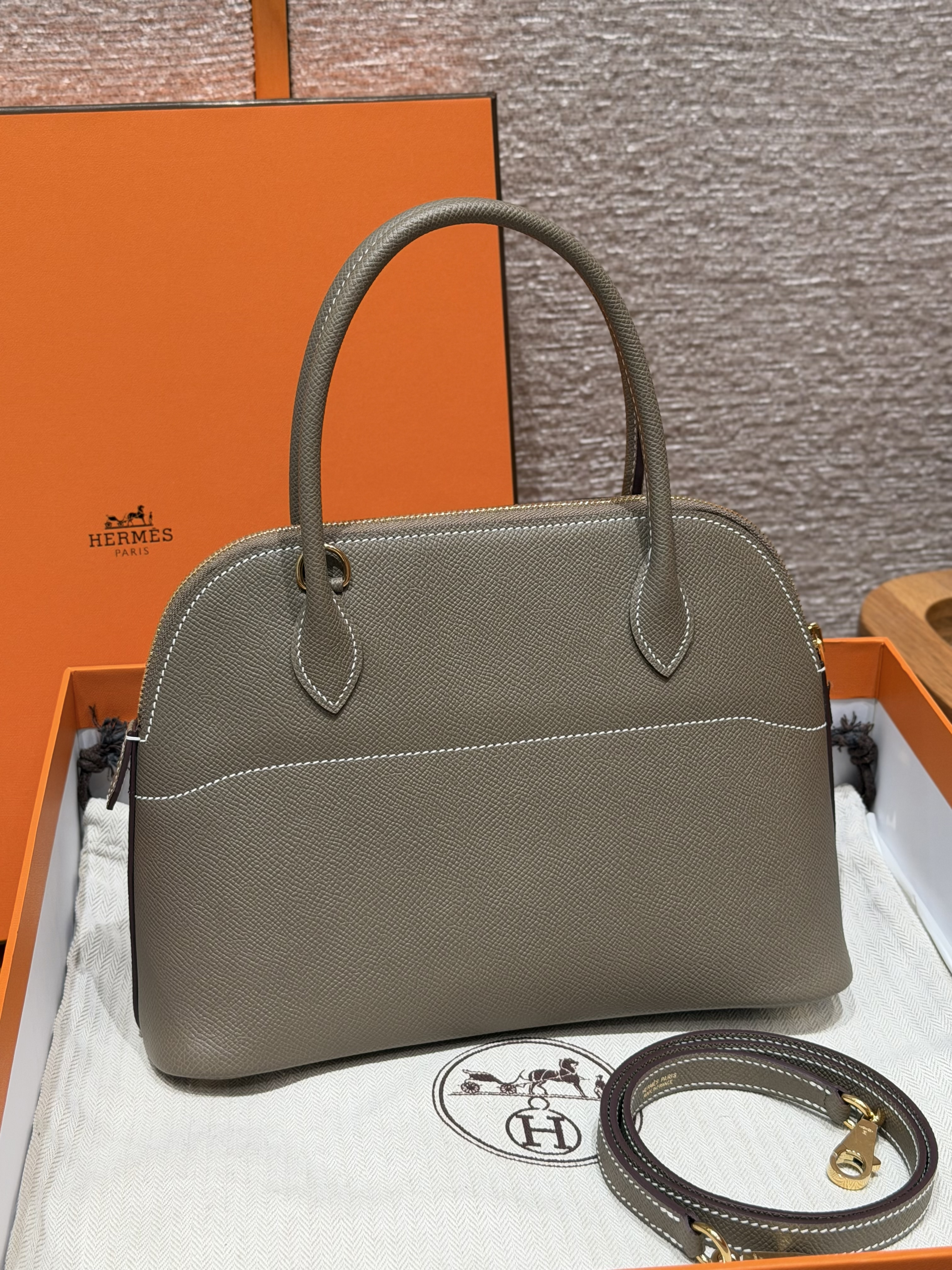 Hermes Etoupe Epsom Bolide 27