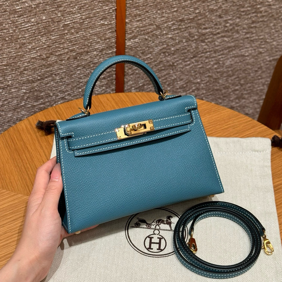 Hermes Blue Jean Epsom Mini Kelly 20 II