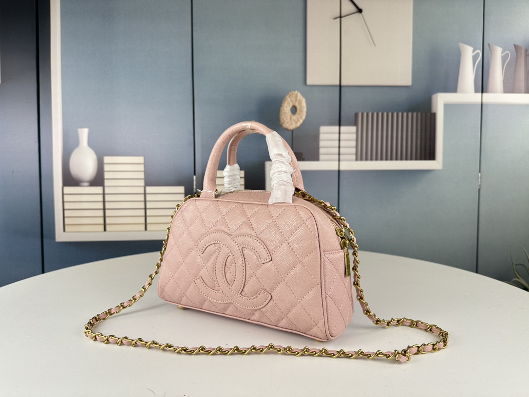 Chanel pink bowling bag