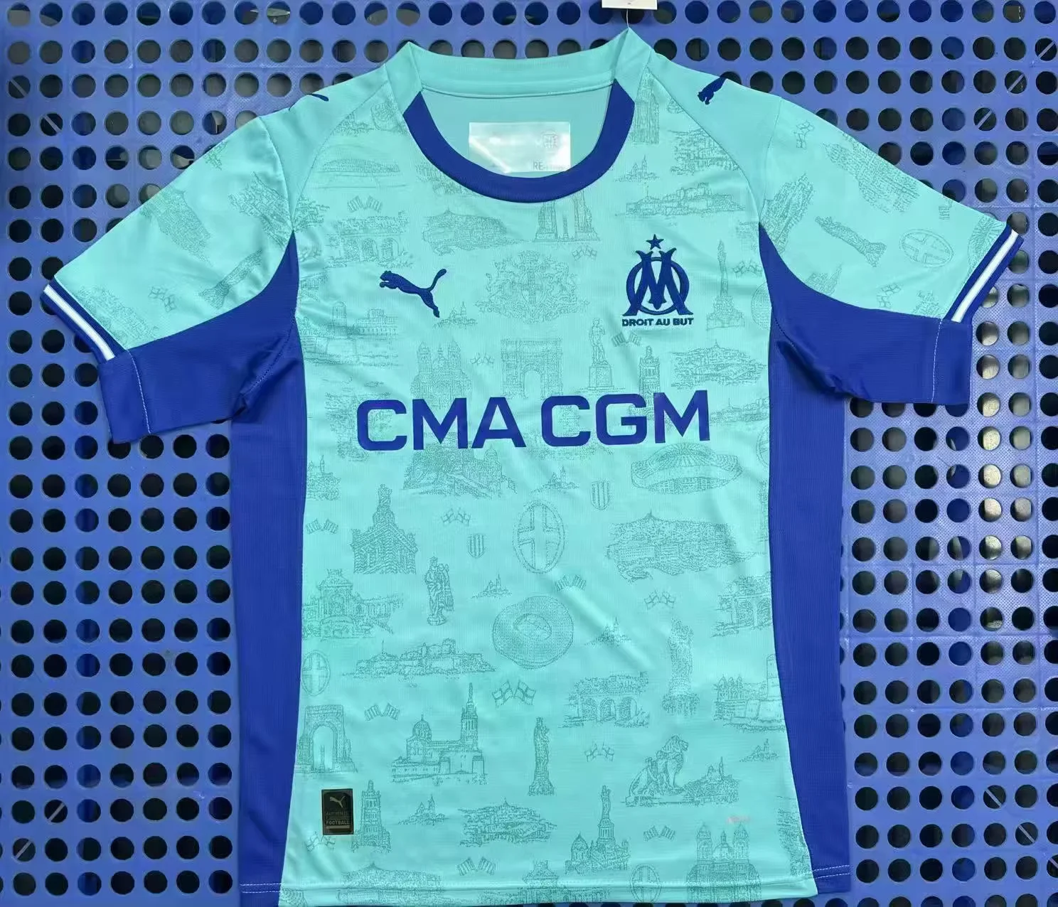 2025/26  Marseille Training Levver Blue Soccer Jersey 1:1 Thai Quality