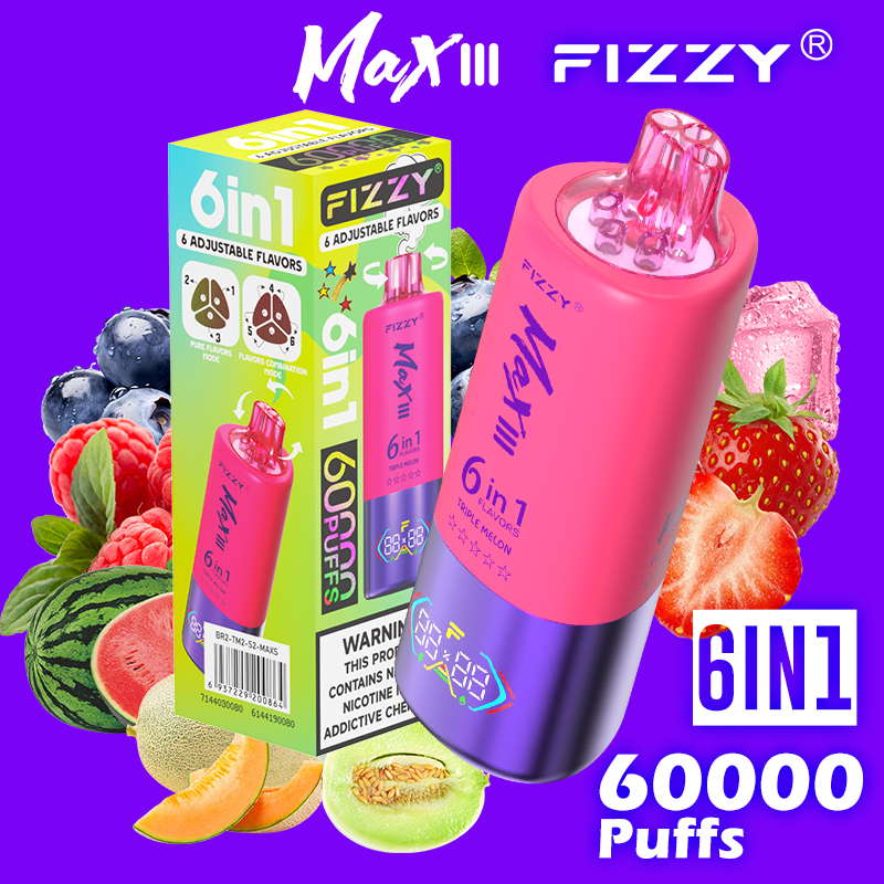 Fizzy Max III 60K Disposable Vape 6-in-1 Flavor (5%, 60000 Puffs)