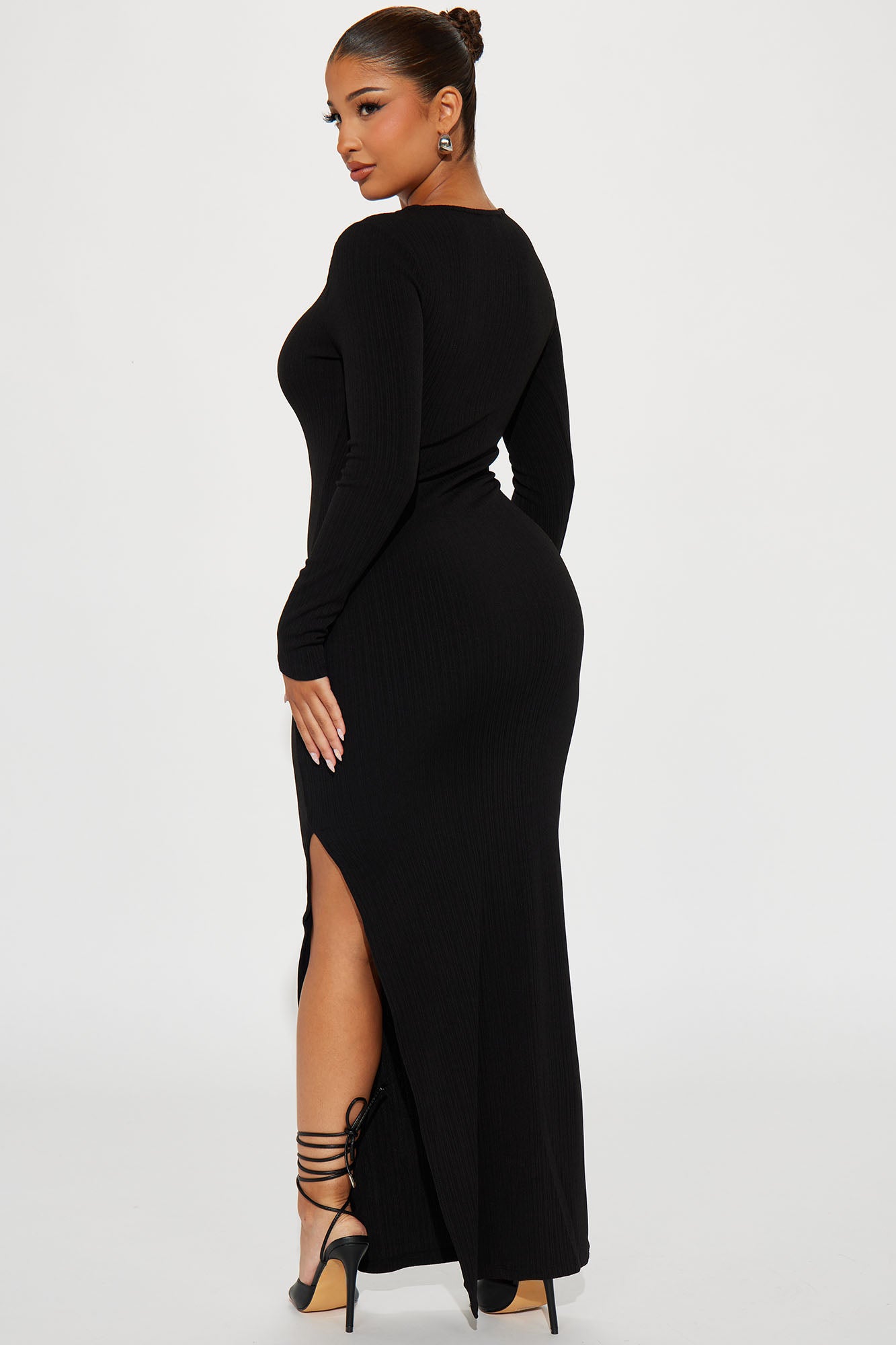 Isabella Ribbed Maxi Dress - Black