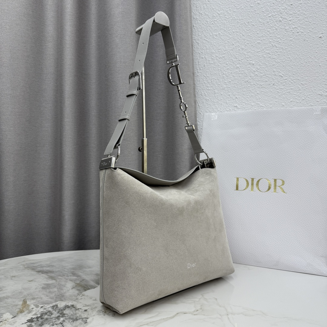 Dior Grey Silver Button Handbag