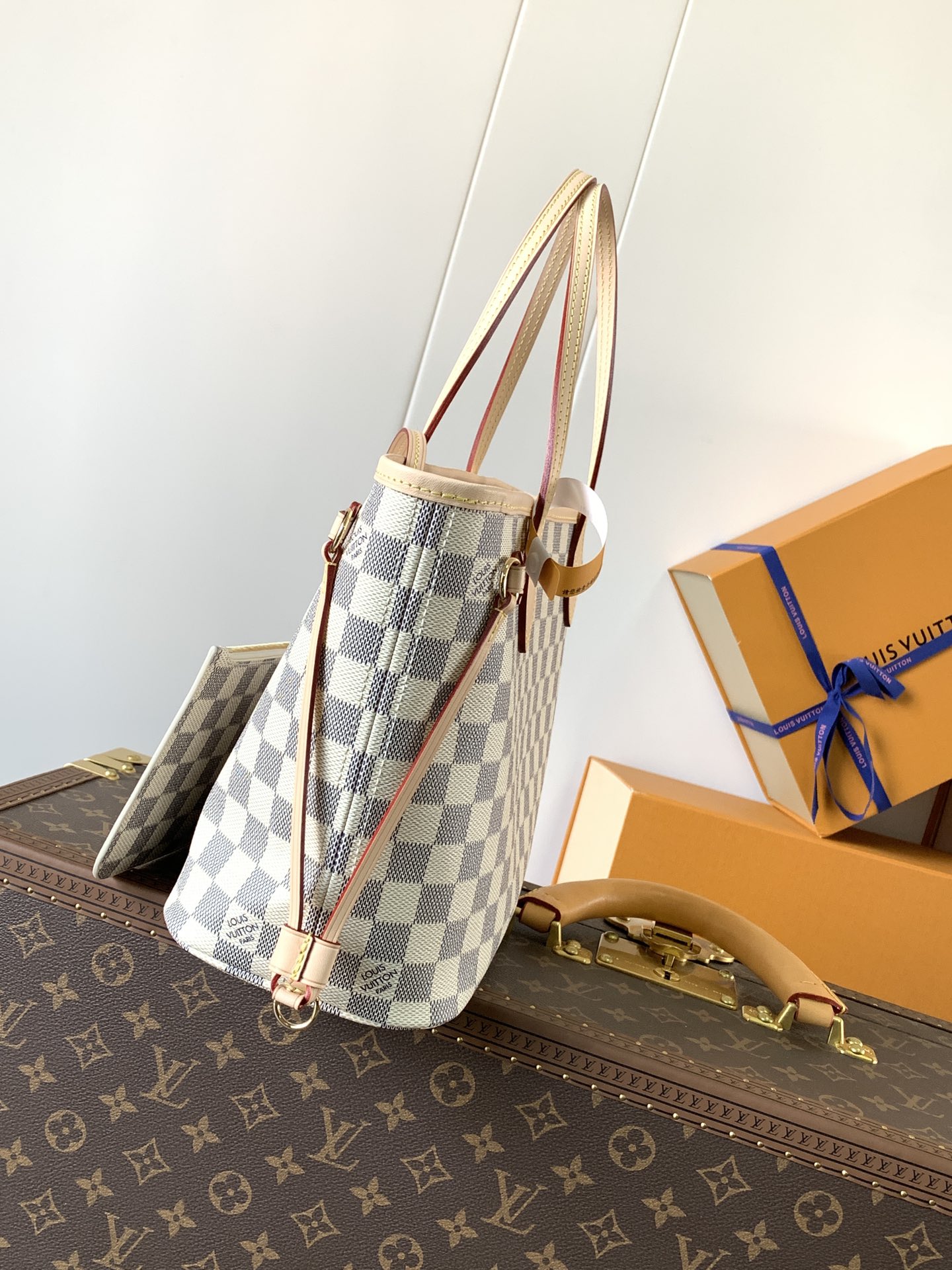 N40605 LV Neverfull PM in Damier Azur Canvas