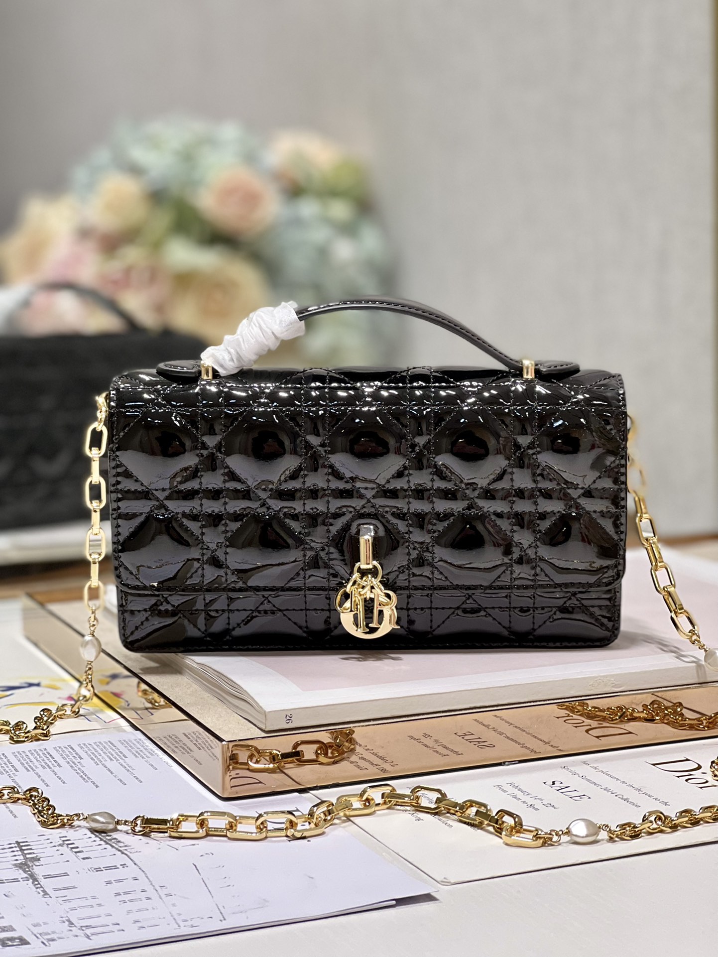 Dior Miss Mini Bag Black Patent Cannage Calfskin