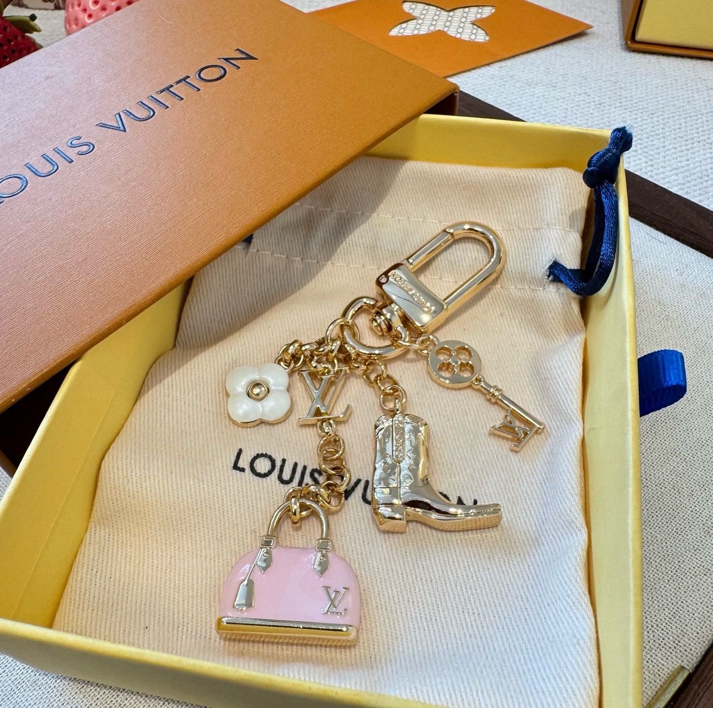 Louis Vuitton LV  Mini Alma Cowboy Boot Four-Leaf Clover Keychain & Bag Charm - KAIROO