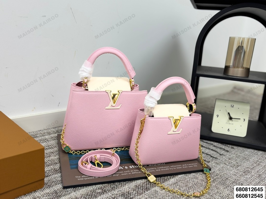 Louis Vuitton LV Capucines BB/Mini Colorblock Grain Taurillon Leather Covered Logo Top Handle Bag - KAIROO