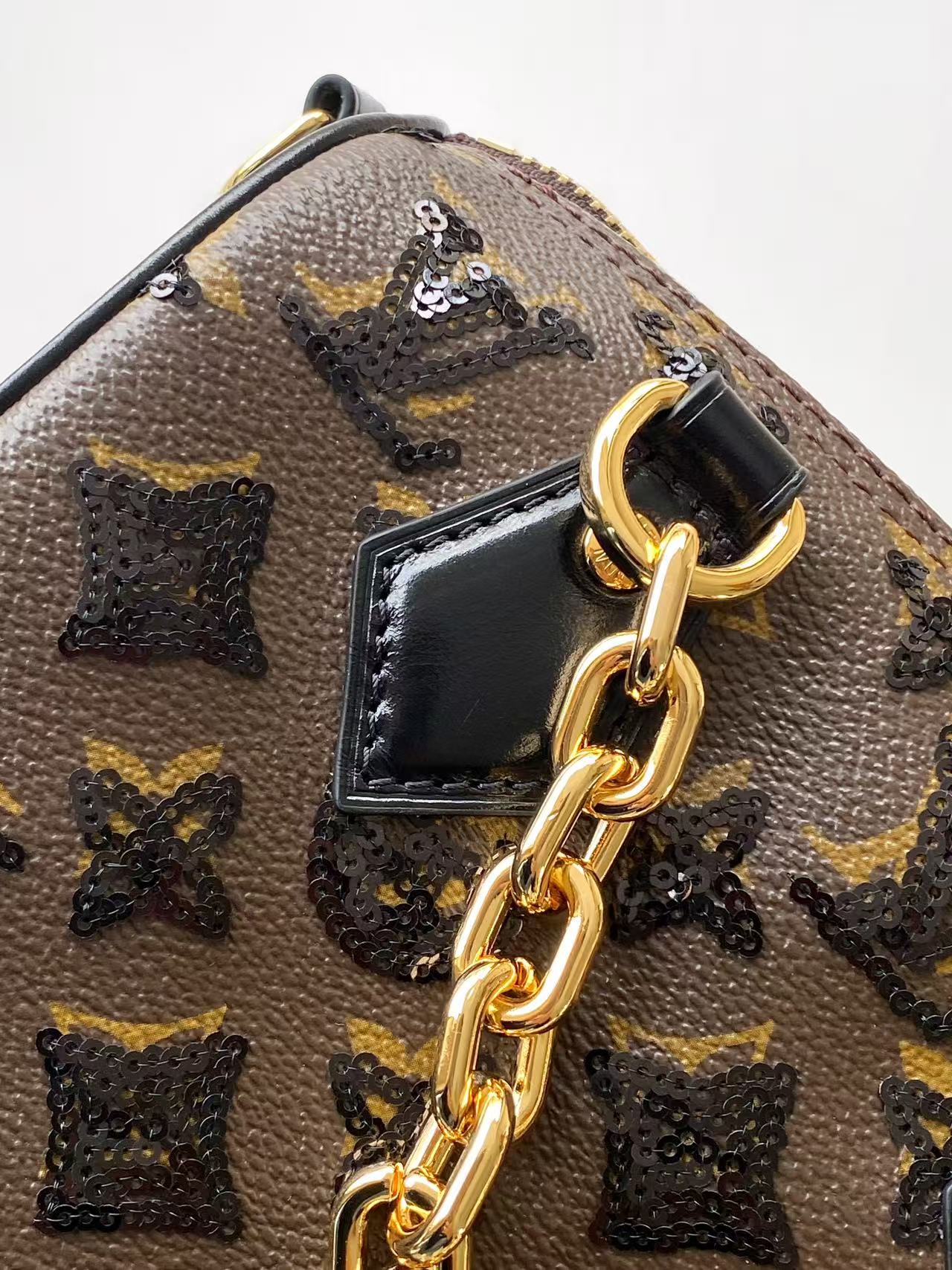 Louis Vuitton Monogram Sequeins Speedy Bandouli è re 20 Handbag