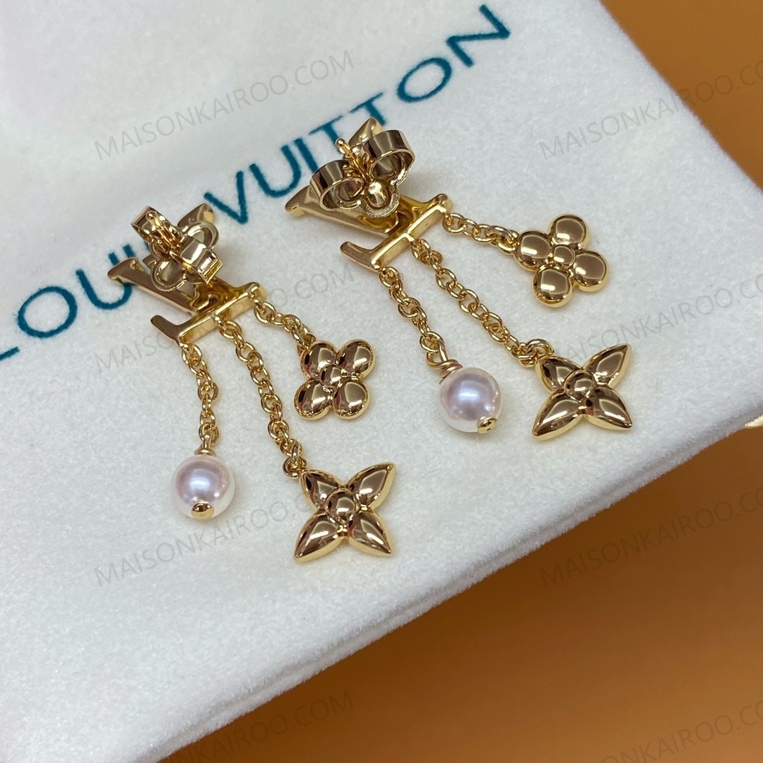 Louis Vuitton LV Flower and Pearl Tassel Earrings - KAIROO
