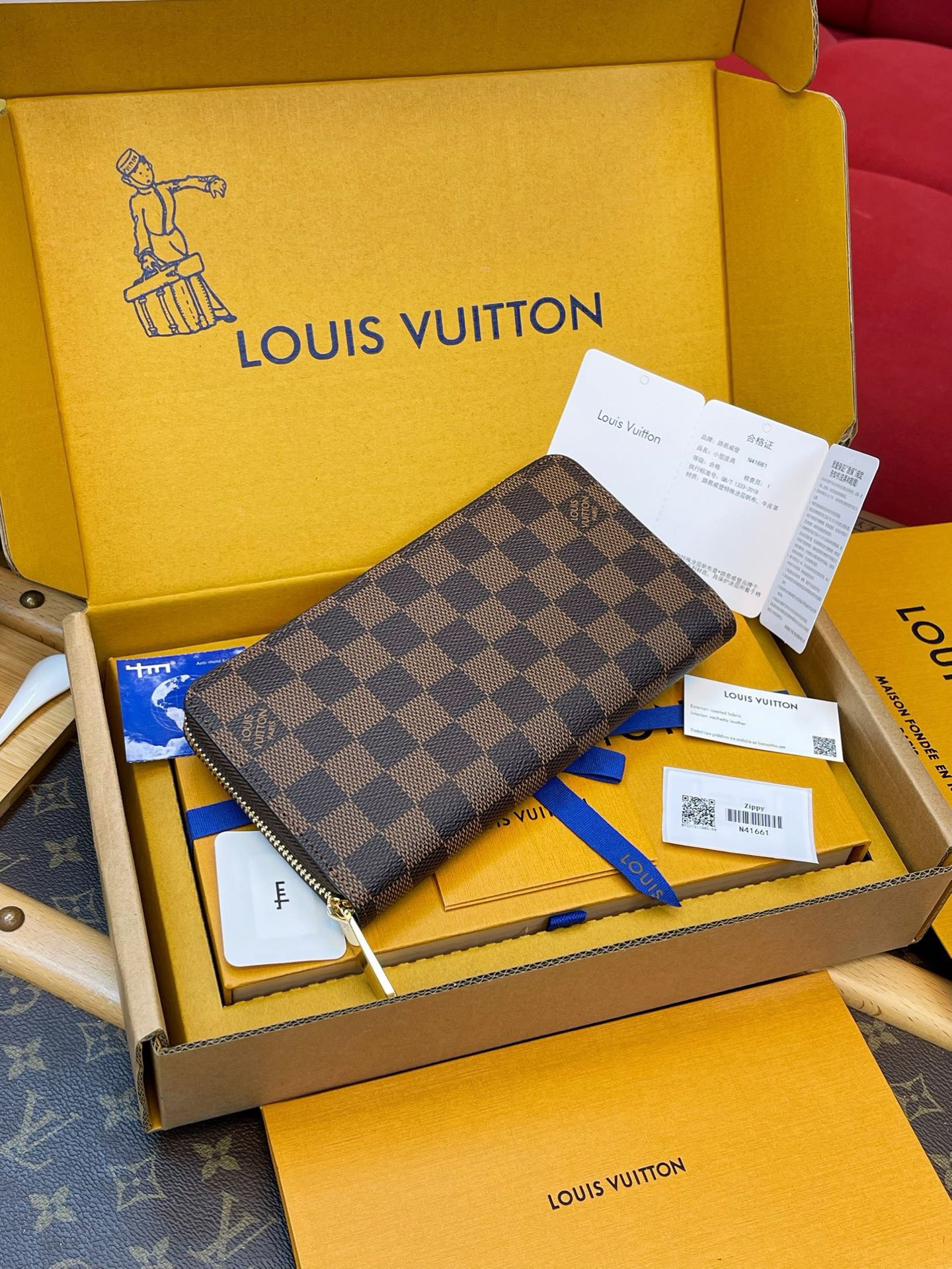 N41661 LV Damier Ebene Zippy Wallet
