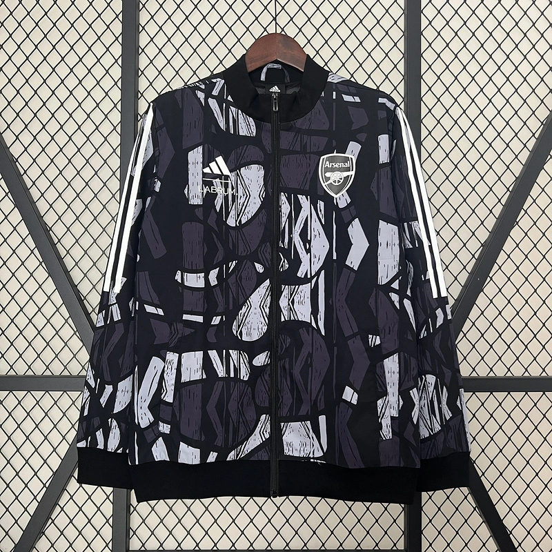 24-25 Arsenal Grey&black Windbreaker Jacket Football