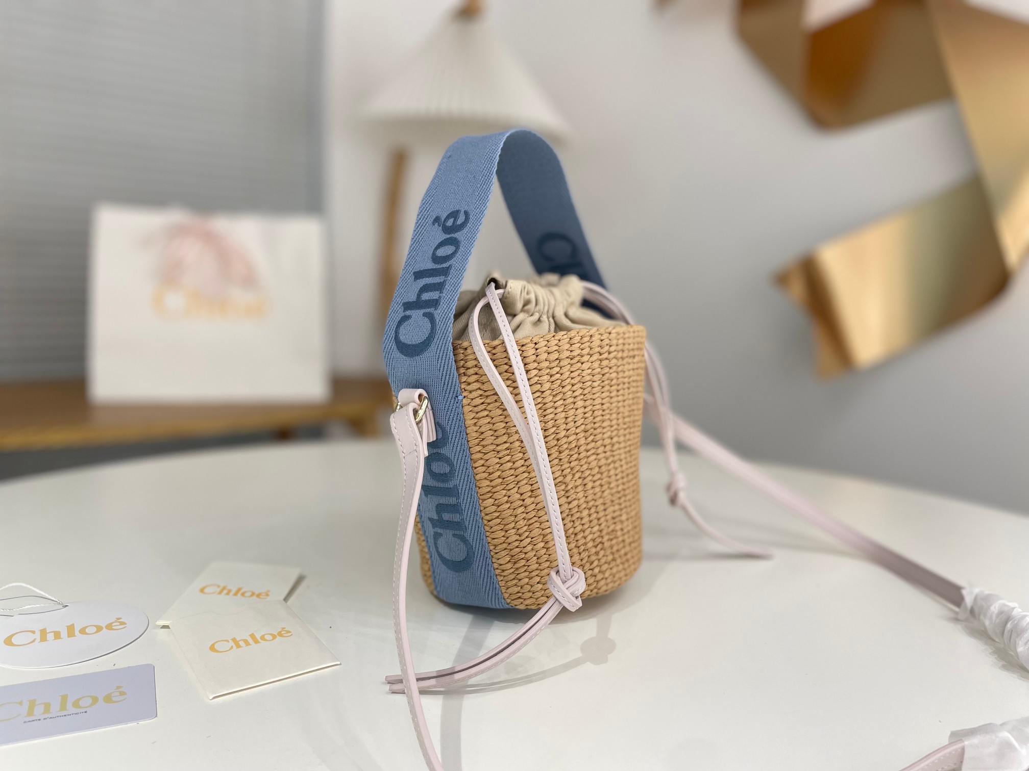 Chloe Small  Woody Basket in Natural Fiber