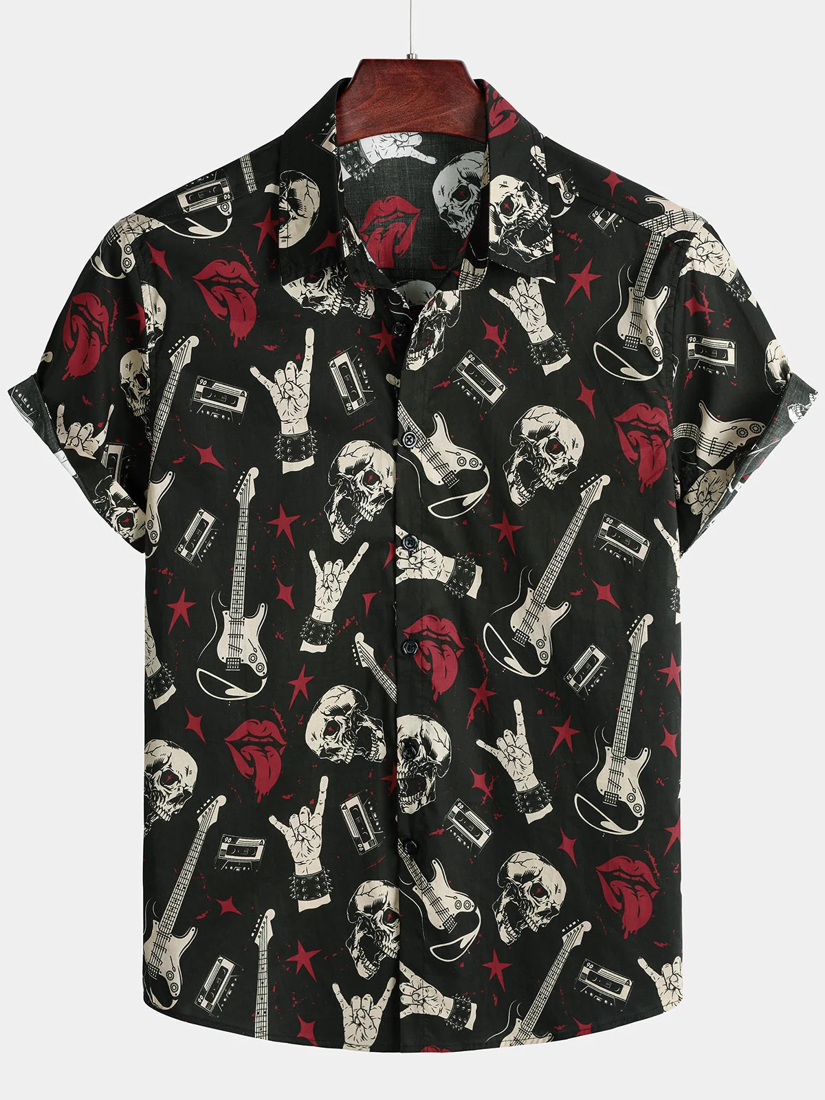 Men's Skull Guitar Rock Hawaiian Shirt