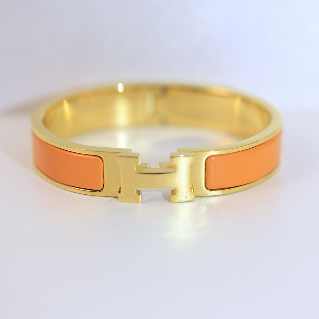 Hermes Orange Clic H Enamel Bracelet