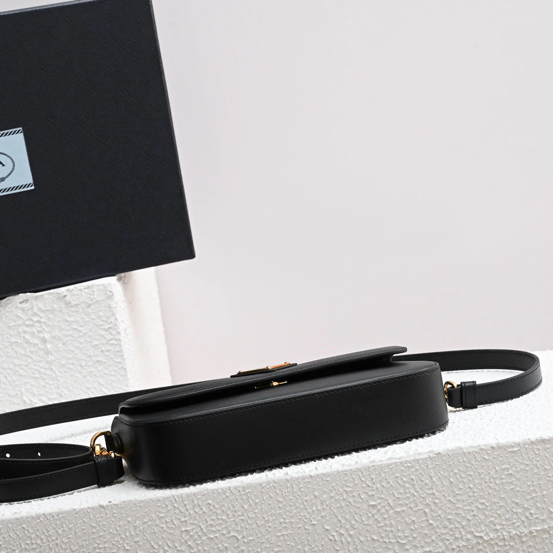 Prada MINI FLAP BAG 20 IN BLACK SAFFIANO LEATHER GOLD HARDWARE