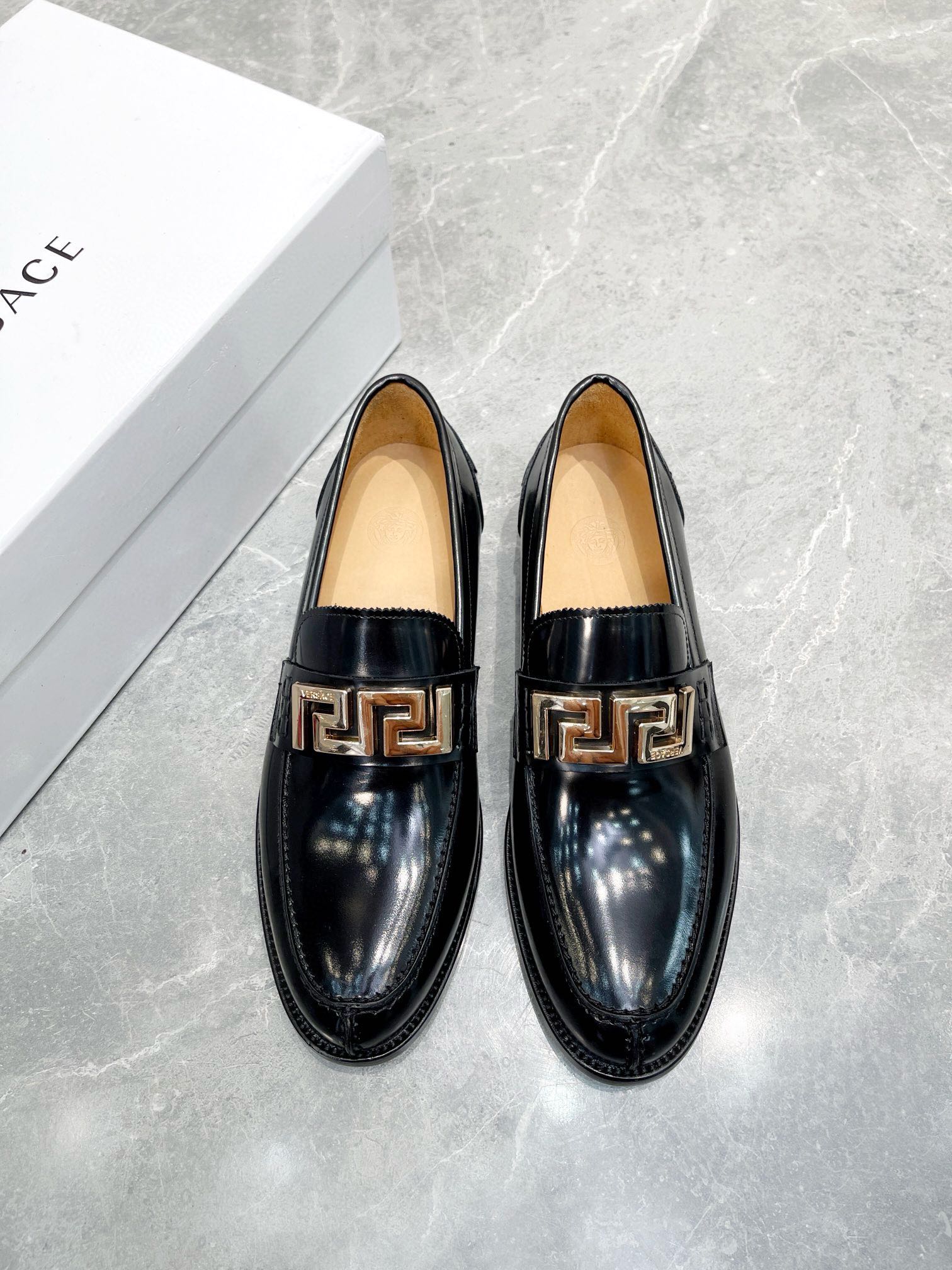 Versace Men's Shiny Leather Loafer