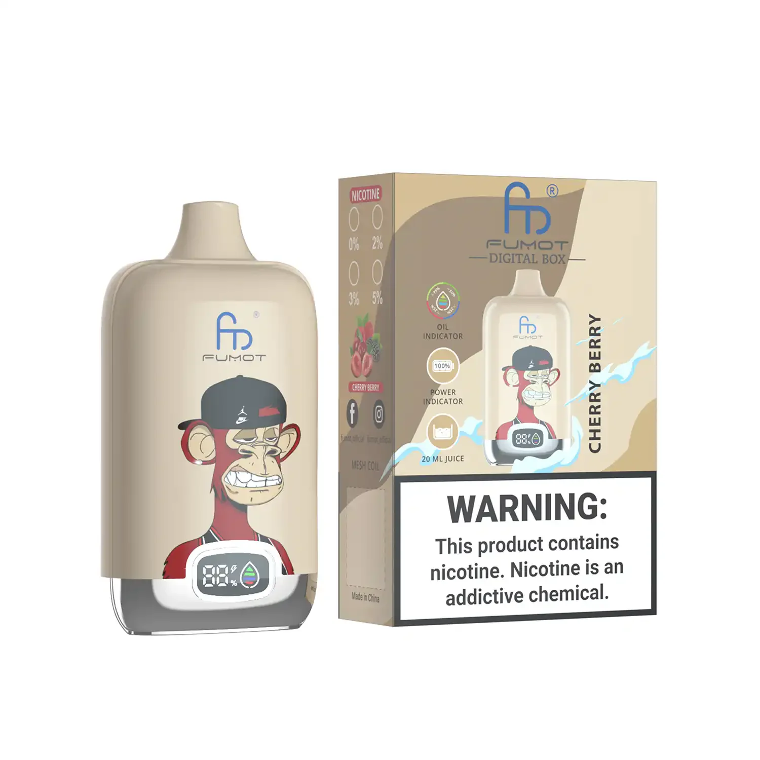 FUMOT Digital Box 12K Disposable Vape – Cherry Berry - Vaba Vaba