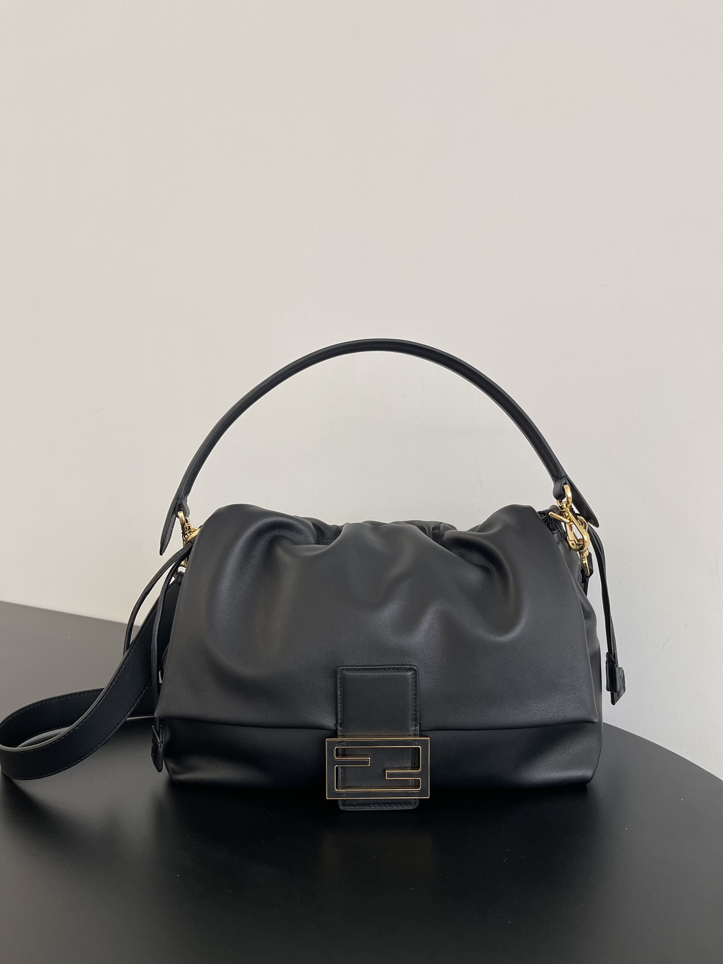 Fendi Large Baguette Soft Bag in Nappa leather-Black