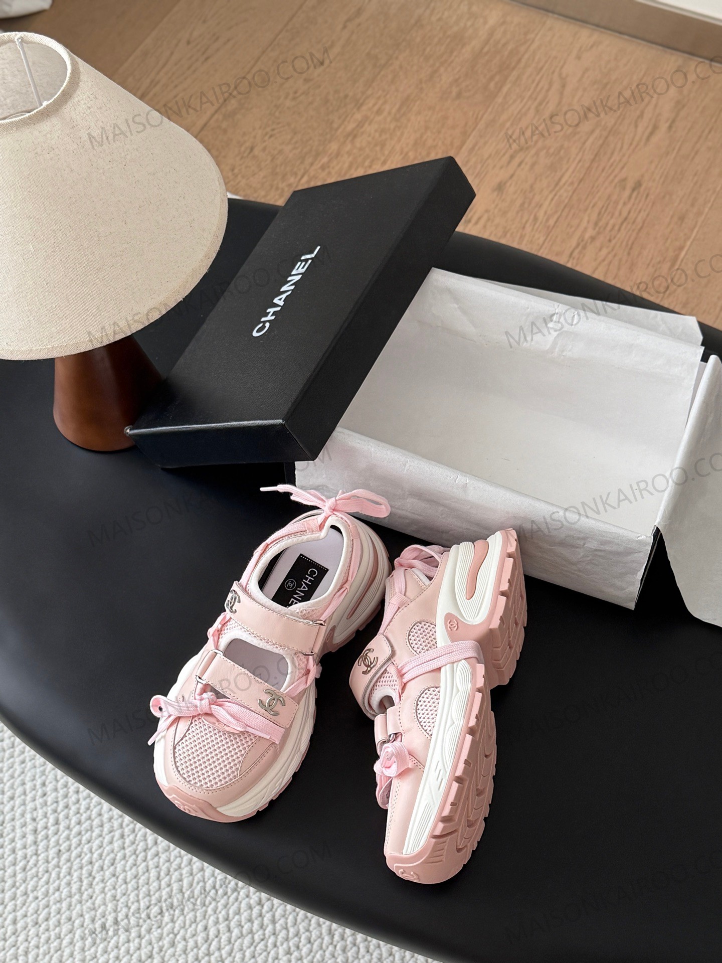 Chanel Mesh Bow CC Velcro Platform Sneakers - KAIROO