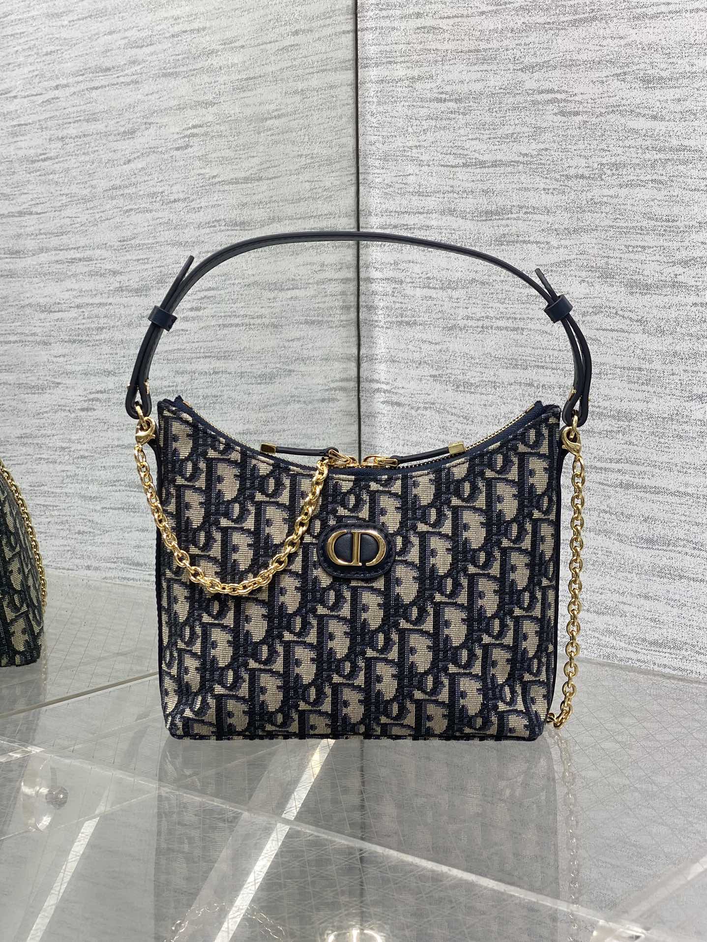 Christian Dior Mini Shoulder Bag in Blue Oblique canvas