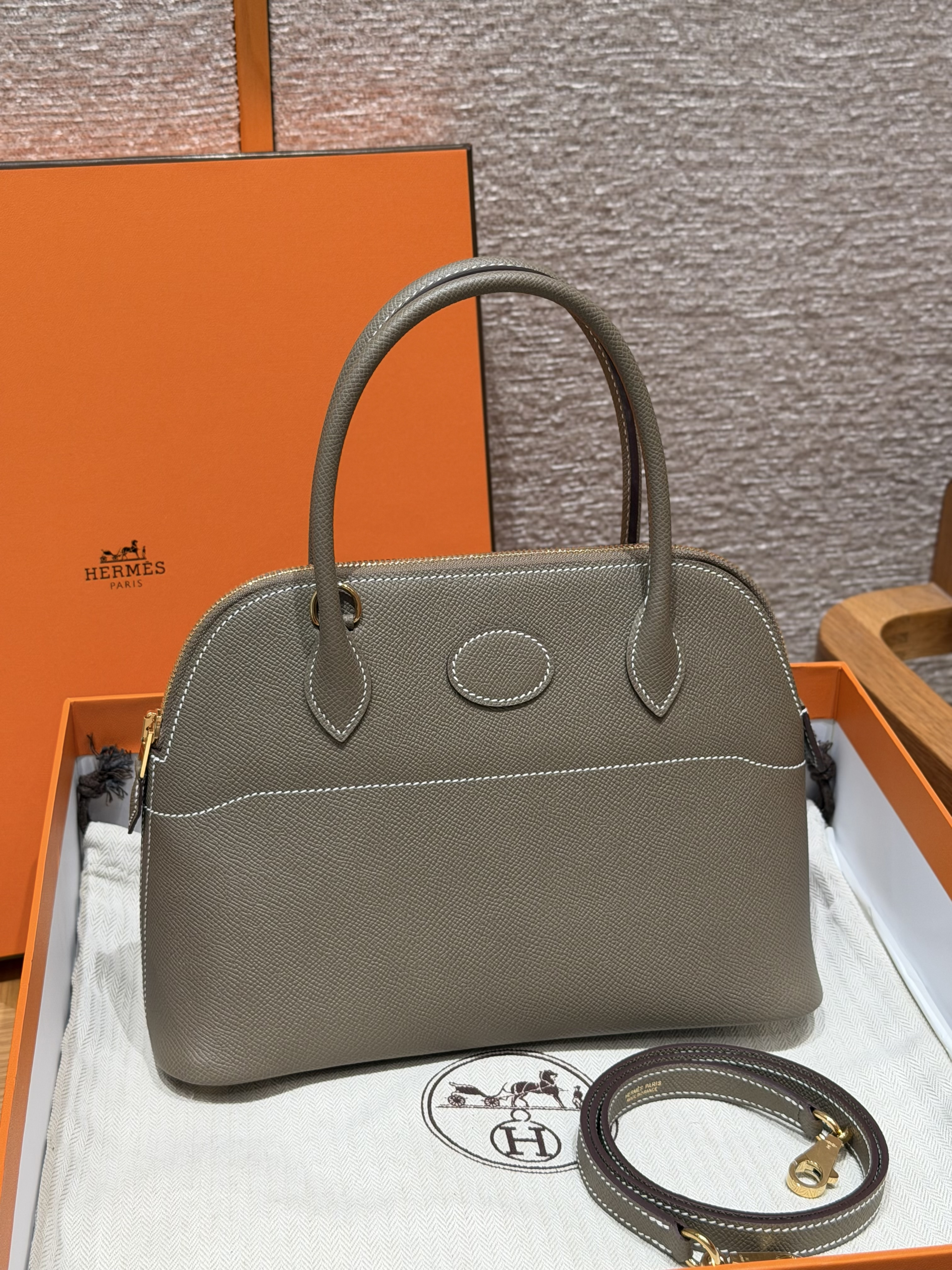 Hermes Etoupe Epsom Bolide 27