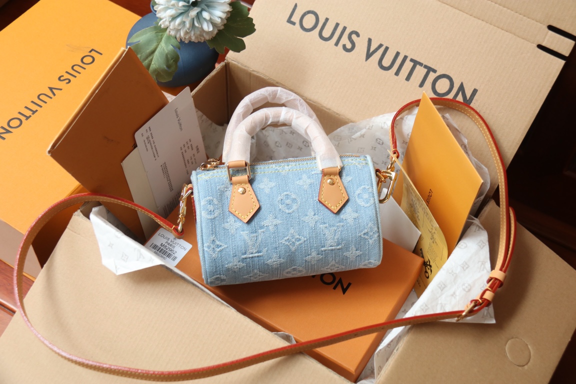 Louis Vuitton Bags Nano Speedy Monogram Denim M11212
