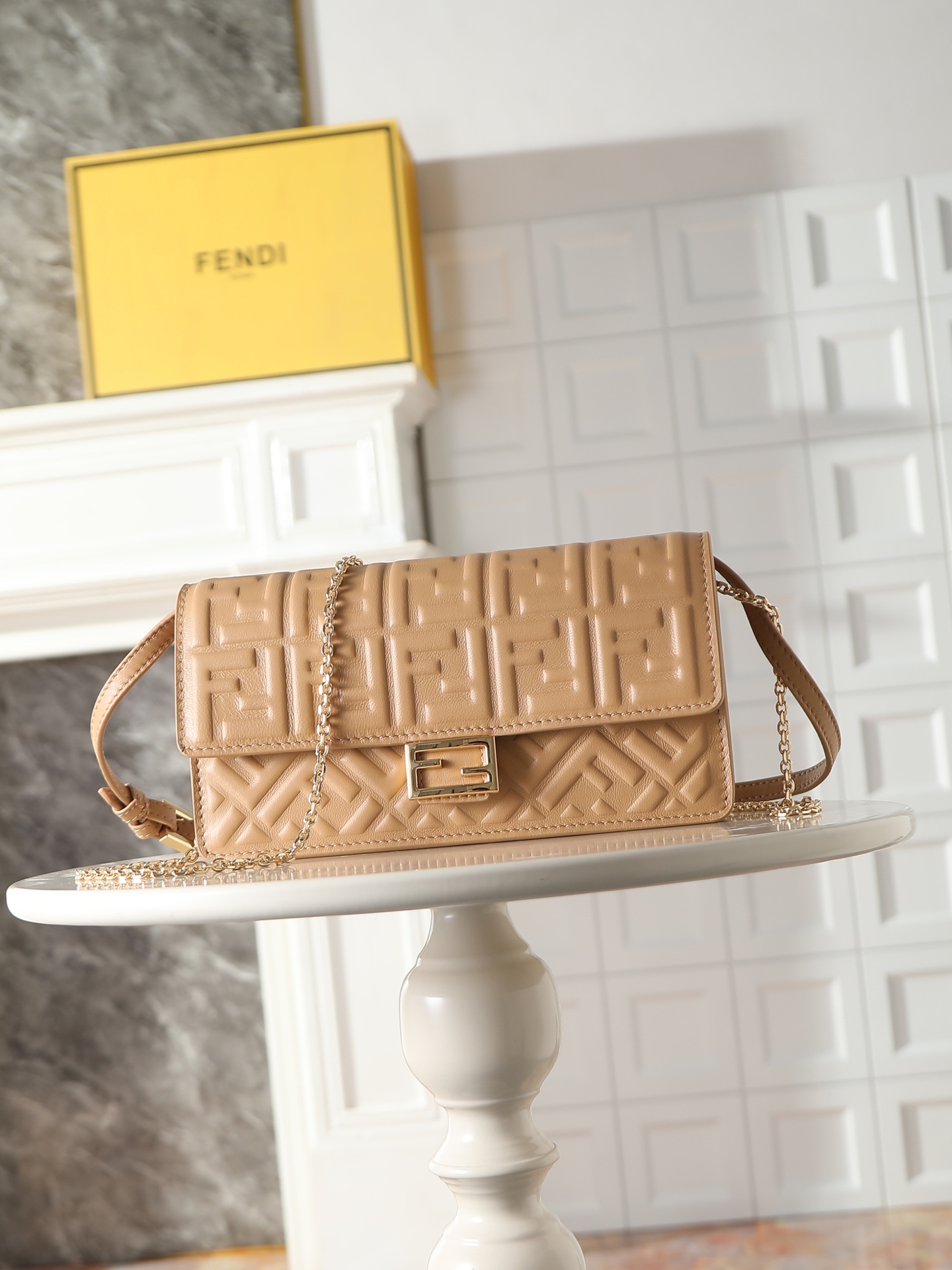 Fendi Chain Mini Bag-Light brown