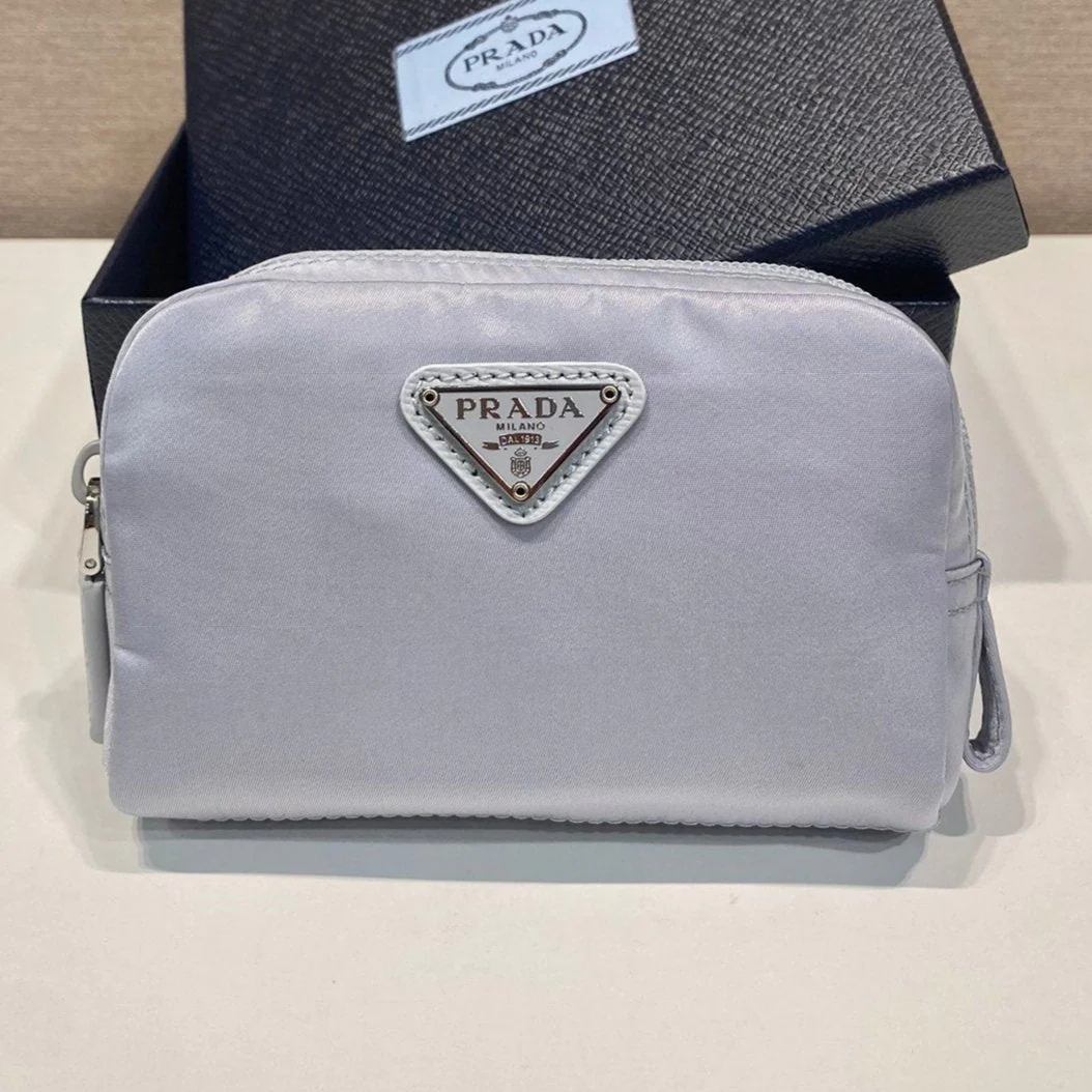 Prada Wallets CLUTCH 12 IN LIGHT GREY RE-NYLON