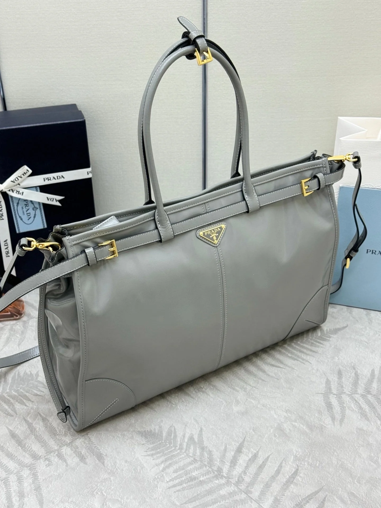 Prada Bonnie Extra-Large 42cm Grey Calfskin