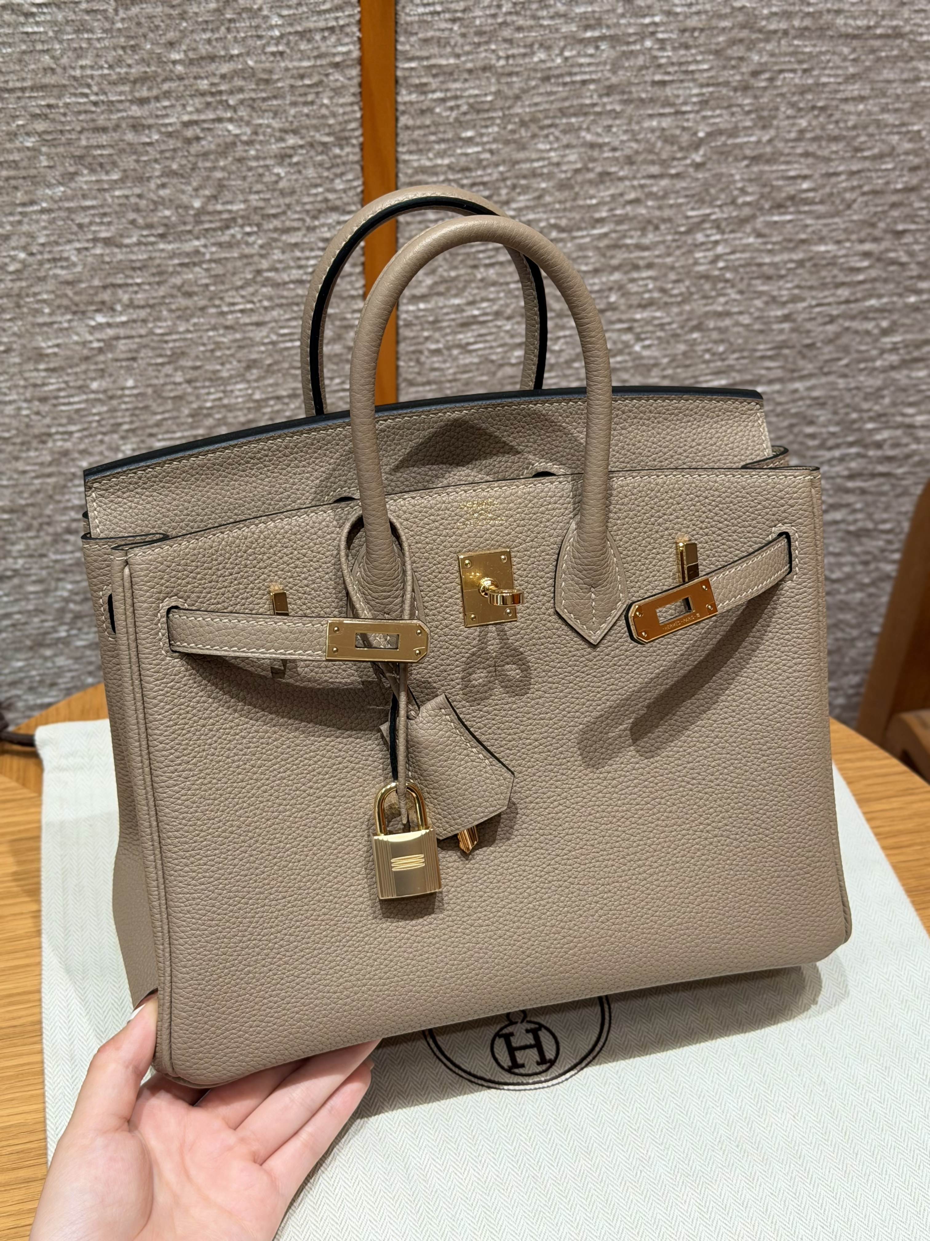 Hermes Gris Tourterlle Togo Birkin 25 Bag