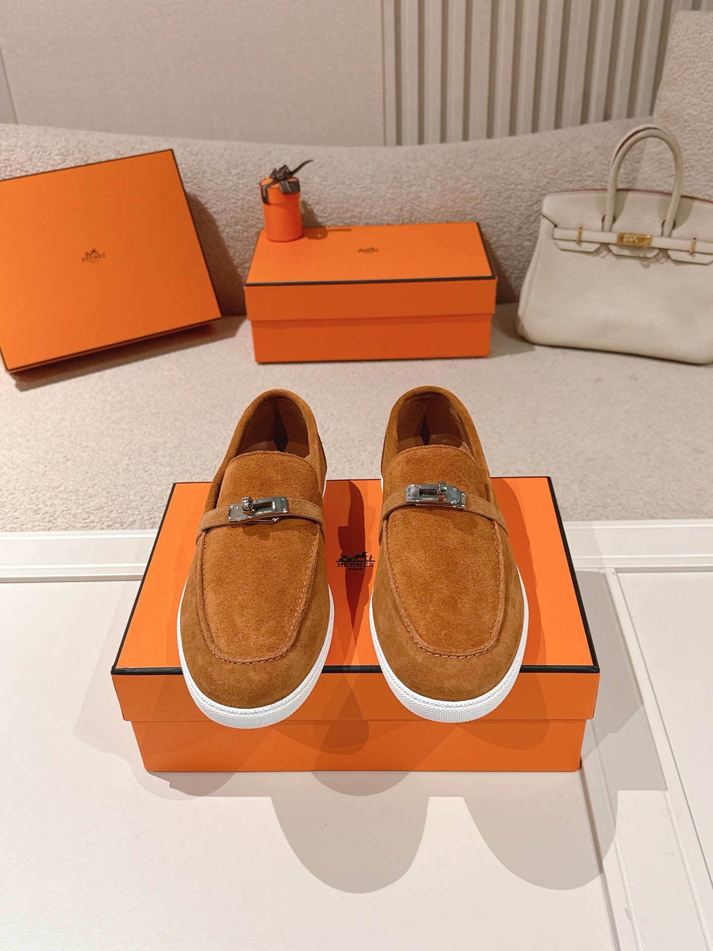 Hermes Unisex Suede Loafer